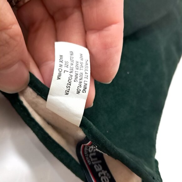 Vintage Isotoner Thinsulate gloves dark hunter green faux suede womens LARGE - Picture 8 of 11